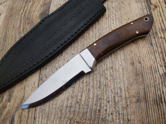 Custom Handmade D2 Steel Bush Craft Knife - Fixed Blade Scandi Grind Dull Tang Hunting Knife