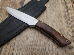 Custom Handmade D2 Steel Bush Craft Knife - Fixed Blade Scandi Grind Dull Tang Hunting Knife
