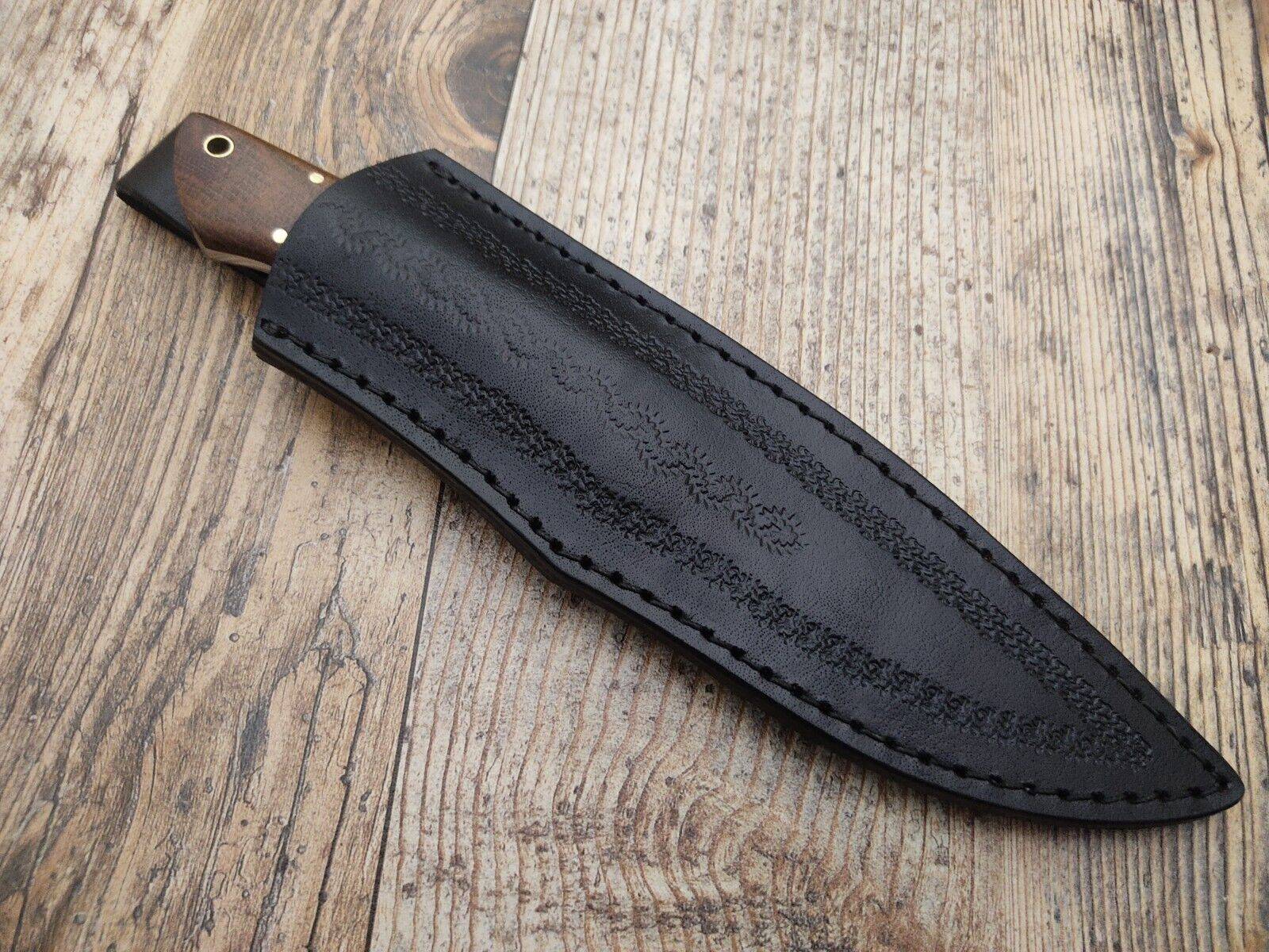 Custom Handmade D2 Steel Bush Craft Knife - Fixed Blade Scandi Grind Dull Tang Hunting Knife