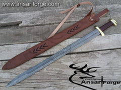 36 inch Damascus steel Viking and medieval one-handed sword.