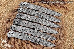 Damascus steel blank blades set of 6 knives