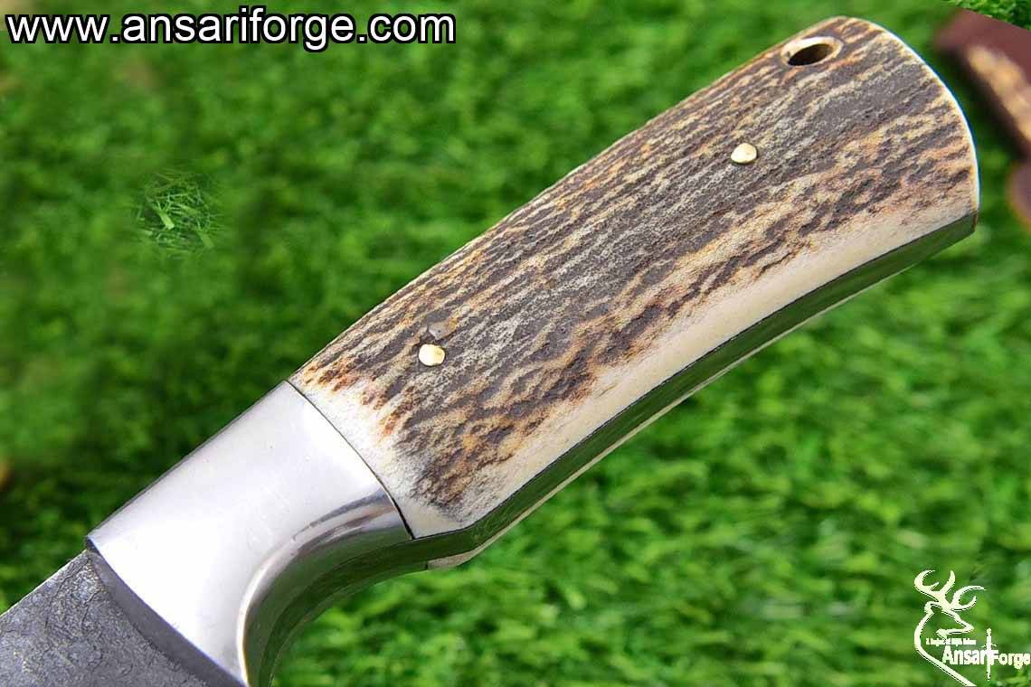 Handmade 1095 Steel Hunting Knife - Stag Antler Tactical Knives With Sheath
