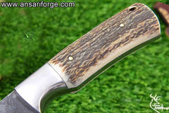 Handmade 1095 Steel Hunting Knife - Stag Antler Tactical Knives With Sheath