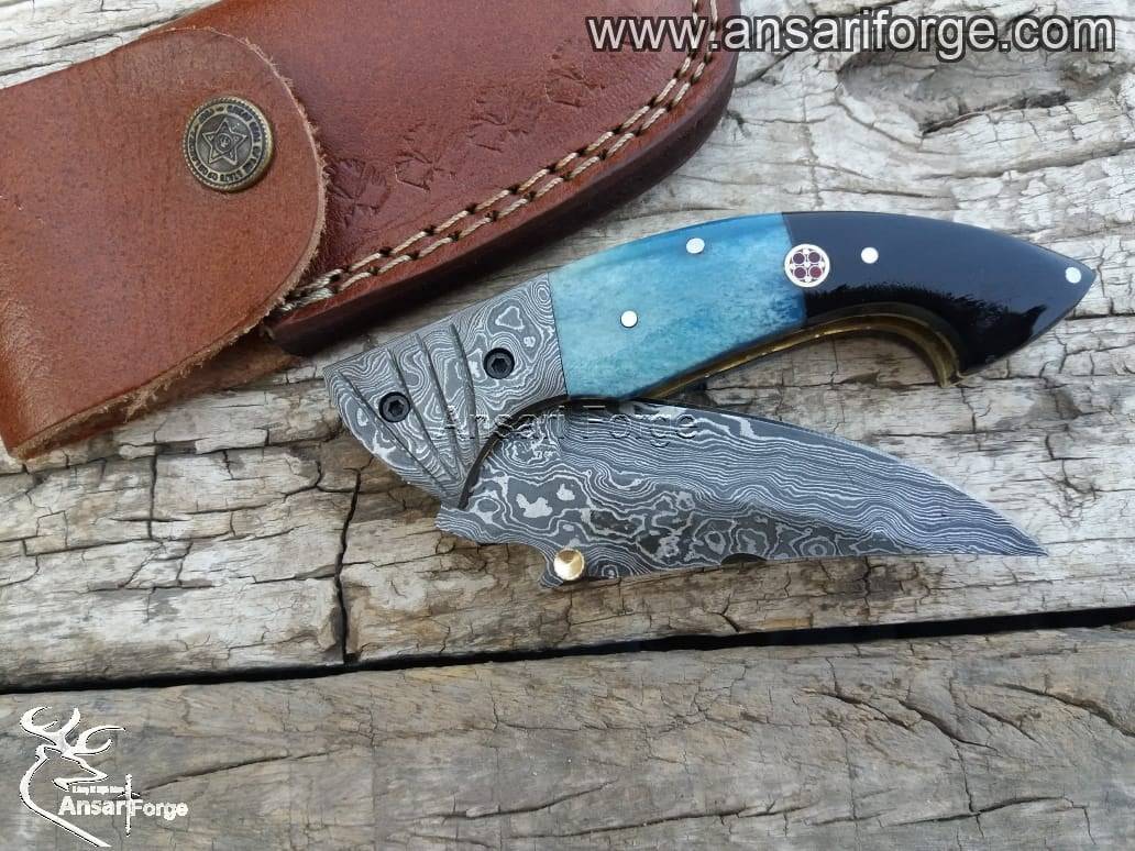 Handmade Damascus Steel Pocket Knife best folding knife for real men