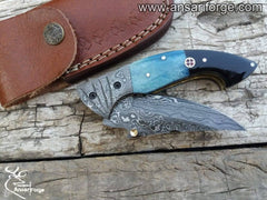 Handmade Damascus Steel Pocket Knife best folding knife for real men