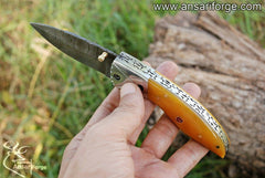 Damascus steel pocket knife - Black Friday Sale