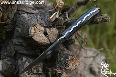 Gut Hook Knife Hand Forged Ladder Damascus Knife With Sheath