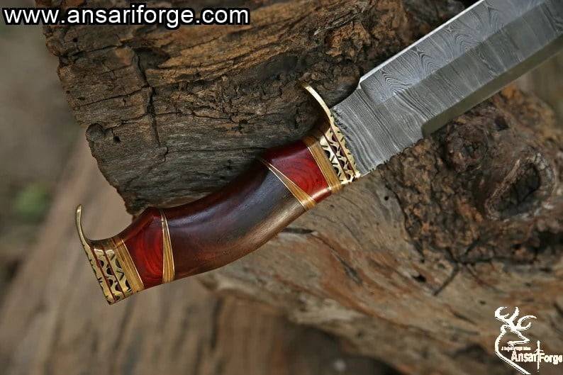 Fancy Damascus Bowie Knife Custom Handmade Damascus Steel Knife