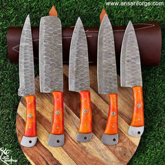 Professional 5-Piece Damascus Steel Chef Knife Set