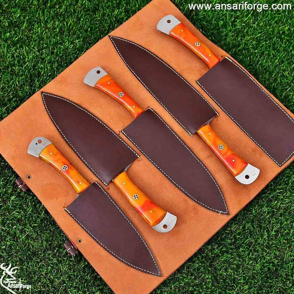 Professional 5-Piece Damascus Steel Chef Knife Set