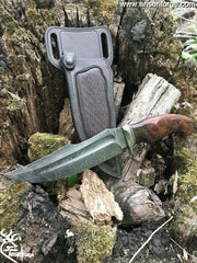 Classic Style Handmade Damascus Bowie Knife 15" inches Hunting Knife Wood Handle & Leather Sheath