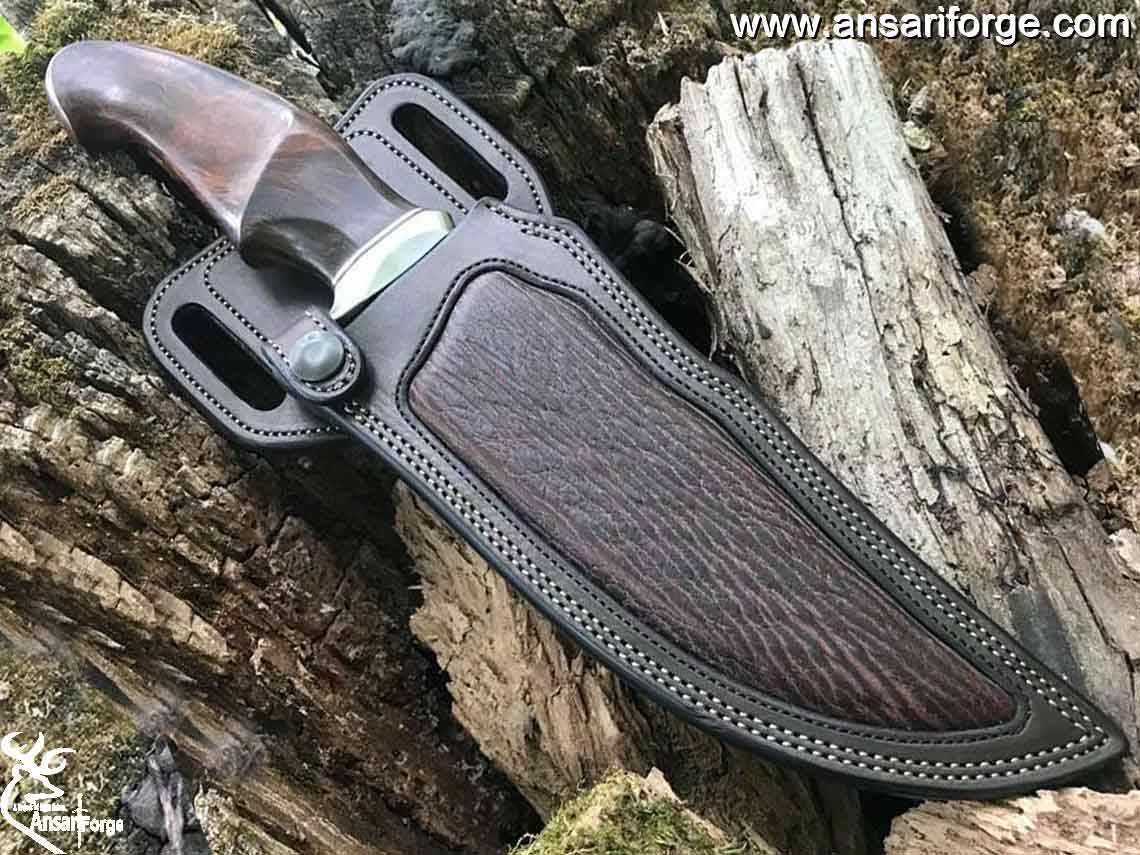 Classic Style Handmade Damascus Bowie Knife 15" inches Hunting Knife Wood Handle & Leather Sheath