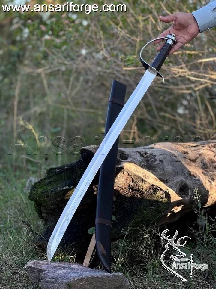 Handmade cutlass pirate sword with ebony wood handle.