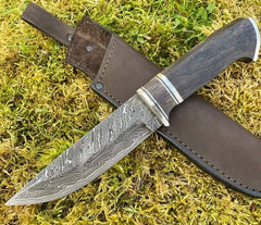 10-inch fixed blade Damascus steel knife hunting