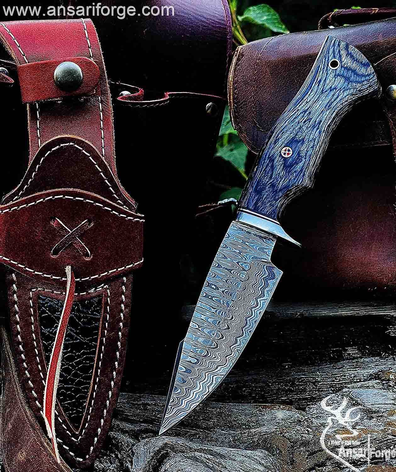 High-quality Damascus Hunting Bowie Knife for sale.