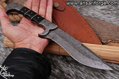 Handmade Damascus steel hunting knife - Buffalo horn handle Tactical knife