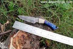 Handmade Damascus Fixed Blade Hunting Skinning Knife Blue