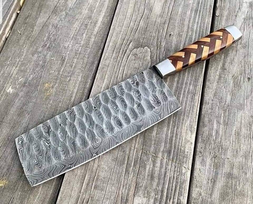 Beautiful handmade Damascus steel cleaver Knife.