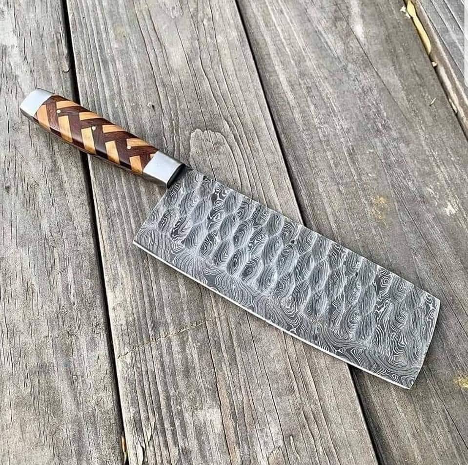 Beautiful handmade Damascus steel cleaver Knife