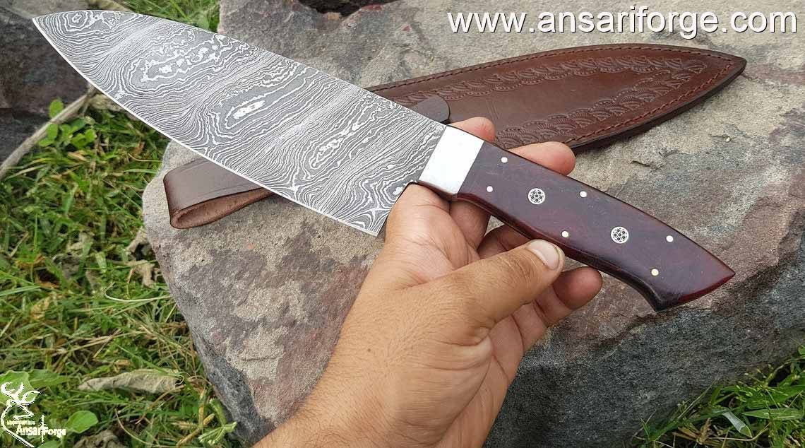 Professional Damascus Chef Knife, 360-layers Handmade 8" Damascus Kitchen Knife, Japanese With Leather Sheath
