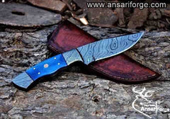 Damascus steel hunting knife /skinner bone handle