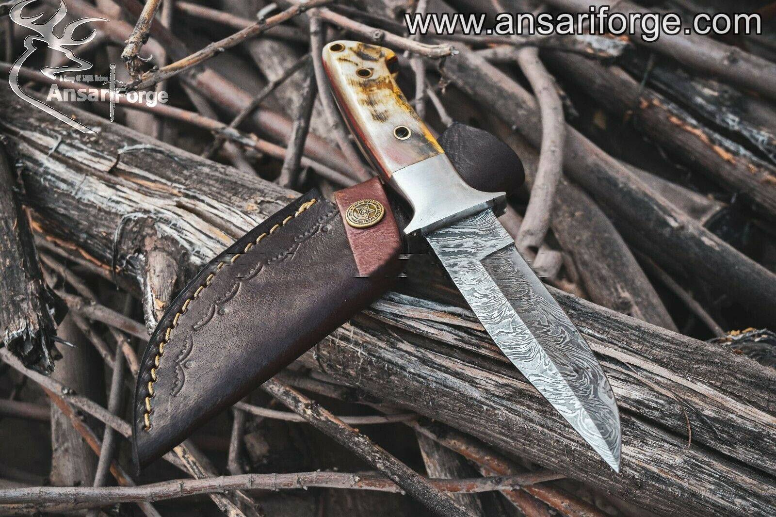 Custom made Damascus hunting knife - Black Friday Deal