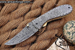 Damascus steel rain drop  pocket knife