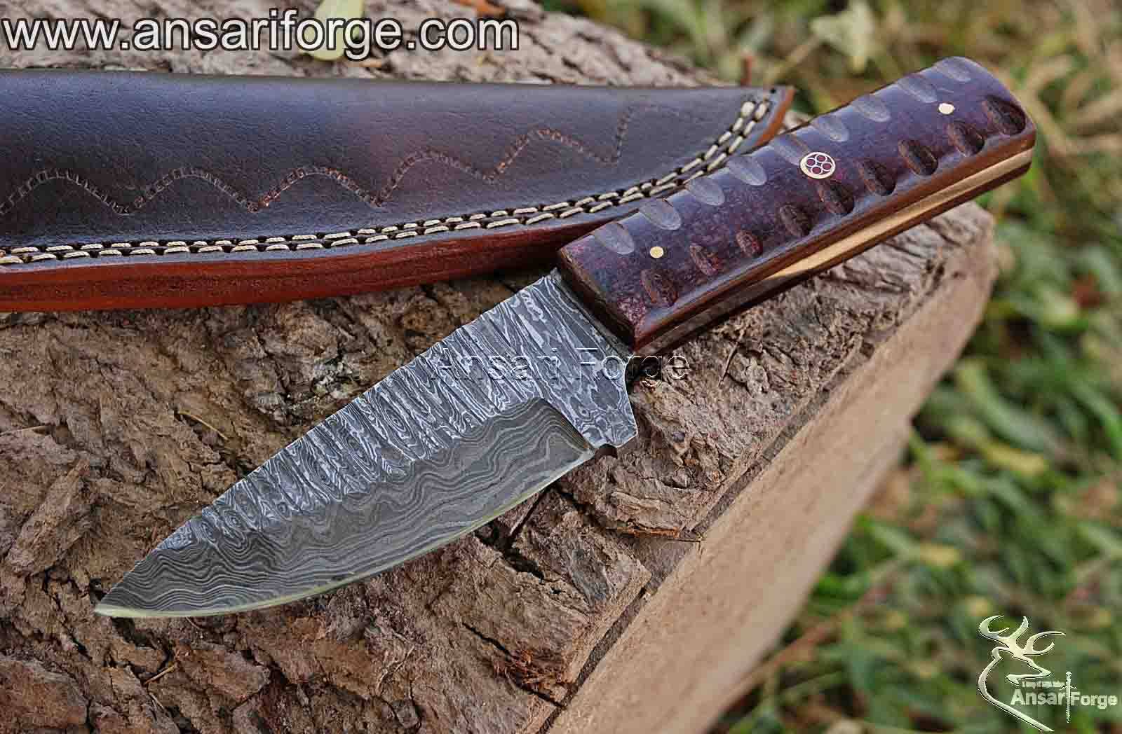 Damascus steel custom made skinner
