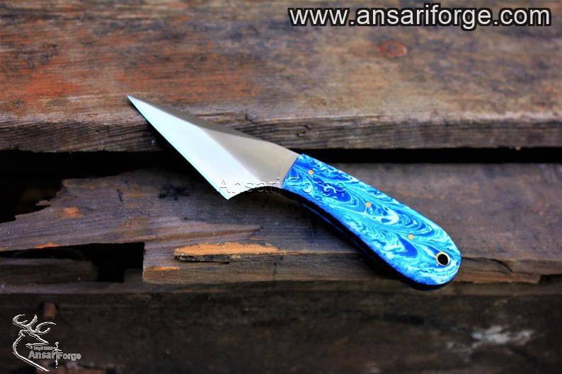 Handmade 420J2 steel EDC knife with leather sheath