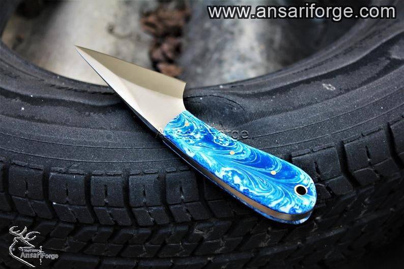Handmade 420J2 steel EDC knife with leather sheath