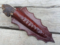 Custom made stag antler handle flint knapped hunting knife