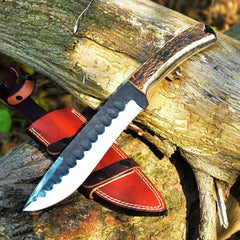Hand forge high carbon steel full tang hunting knife