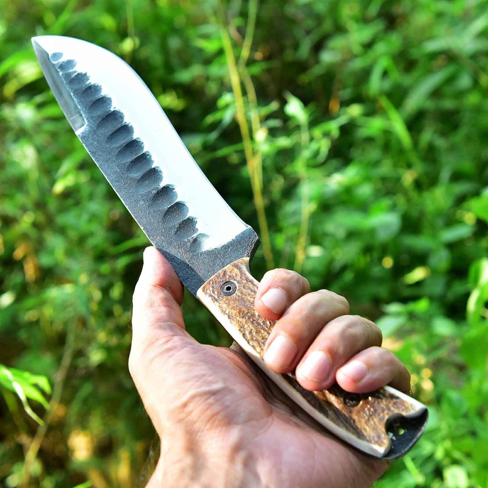 Hand forge high carbon steel full tang hunting knife