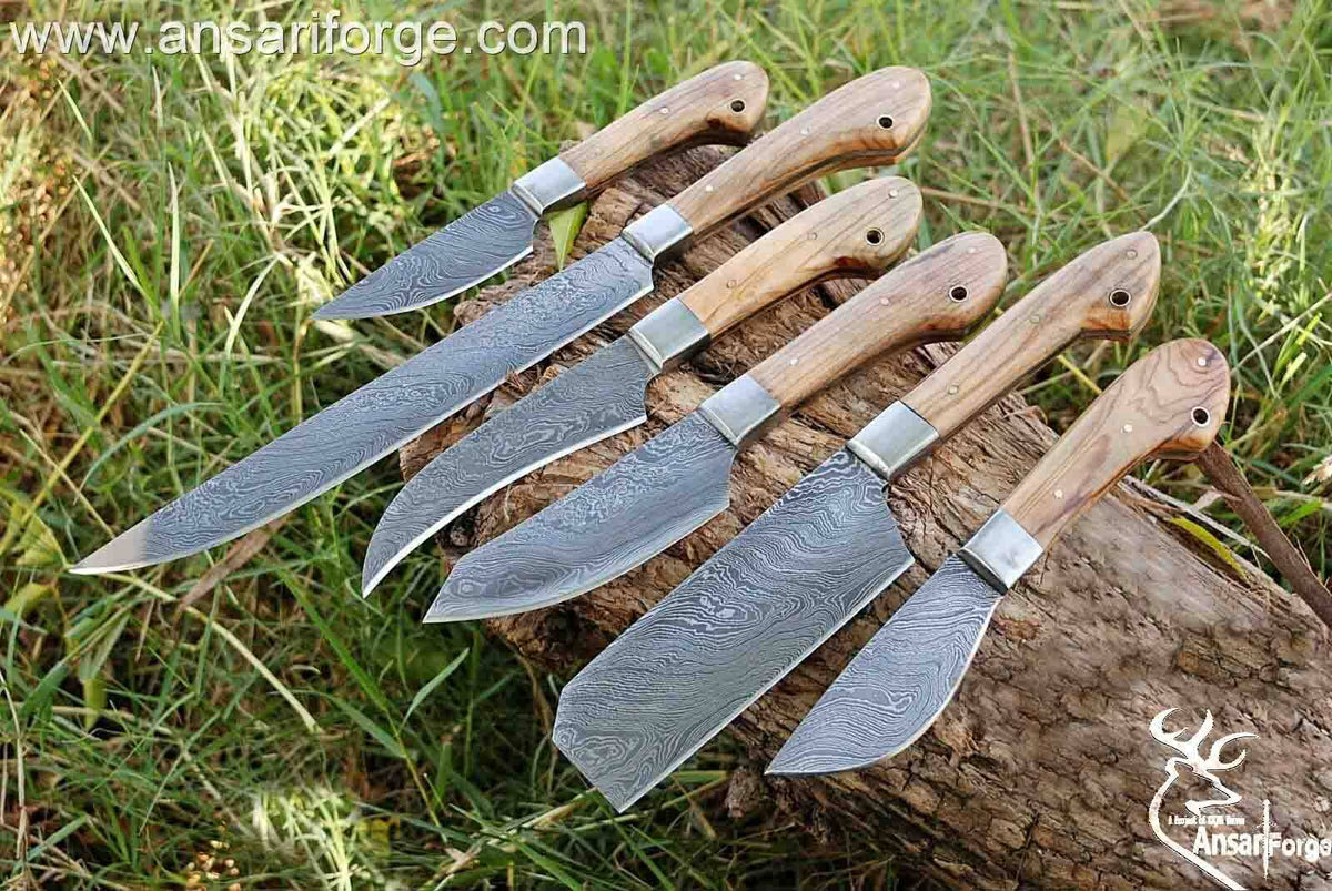 Professional Chef Knives Set With Case Damascus Steel 6 Pcs
