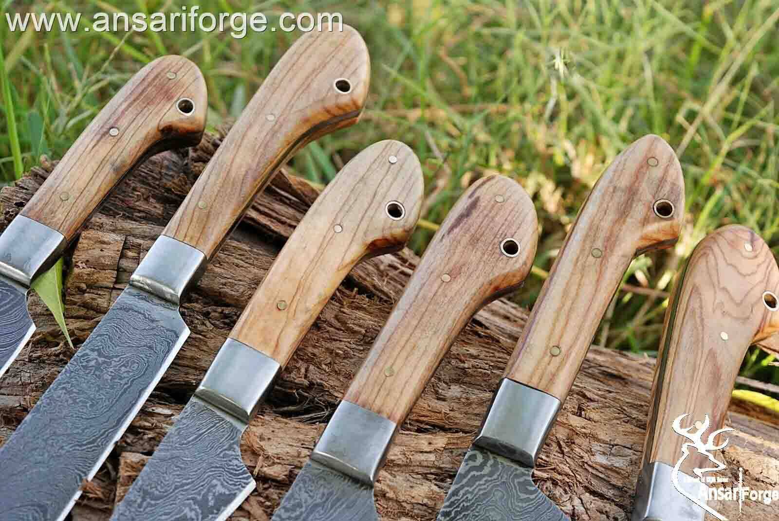 Professional Chef Knives Set With Case Damascus Steel 6 Pcs