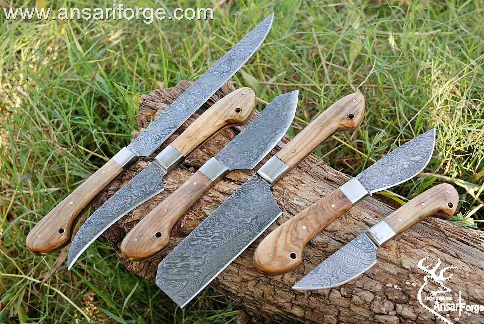 Professional Chef Knives Set With Case Damascus Steel 6 Pcs