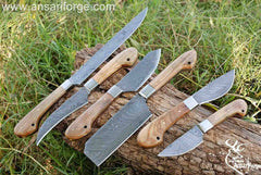 Professional Chef Knives Set With Case Damascus Steel 6 Pcs