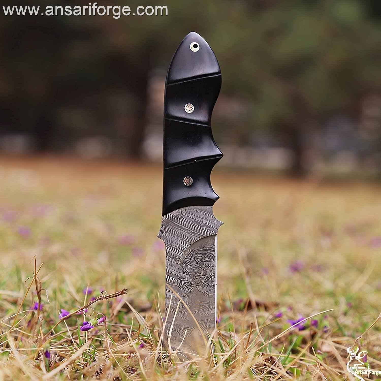 Ansari Forge | Custom Handmade Damascus Steel Wenge Wood Handle Hunting Knife
