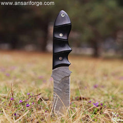 Ansari Forge | Custom Handmade Damascus Steel Wenge Wood Handle Hunting Knife