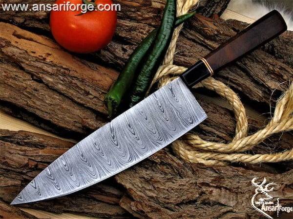 8 inch Damascus steel chef knife wood handle