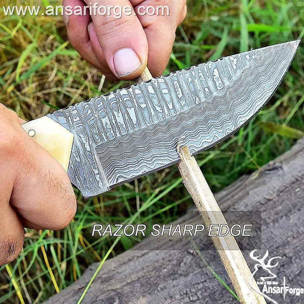 Hunting knife with Damascus blade.