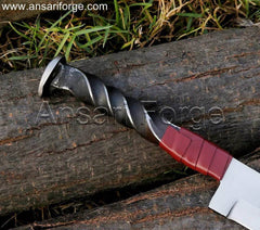 hand forge railroad spike knife , twist handle