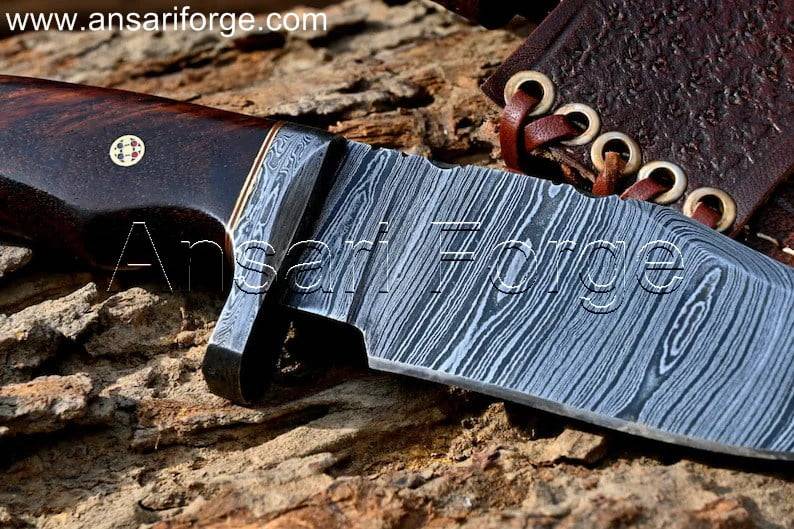 Handmade forged Damascus knife with Damascus steel guard