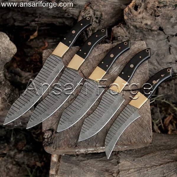 High Quality Professional Pro Damascus Chef Knife Set With Roll Bag