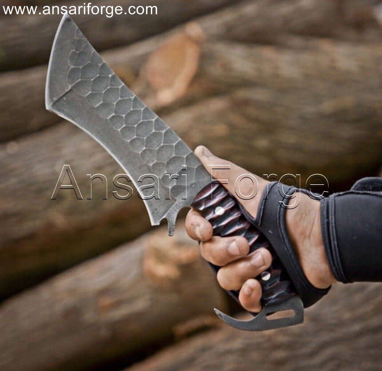 Best tracker knife for outdoor adventures, featuring a full tang construction, high carbon steel blade, and comfortable micarta handle. Includes a horizontal draw scout carry sheath.