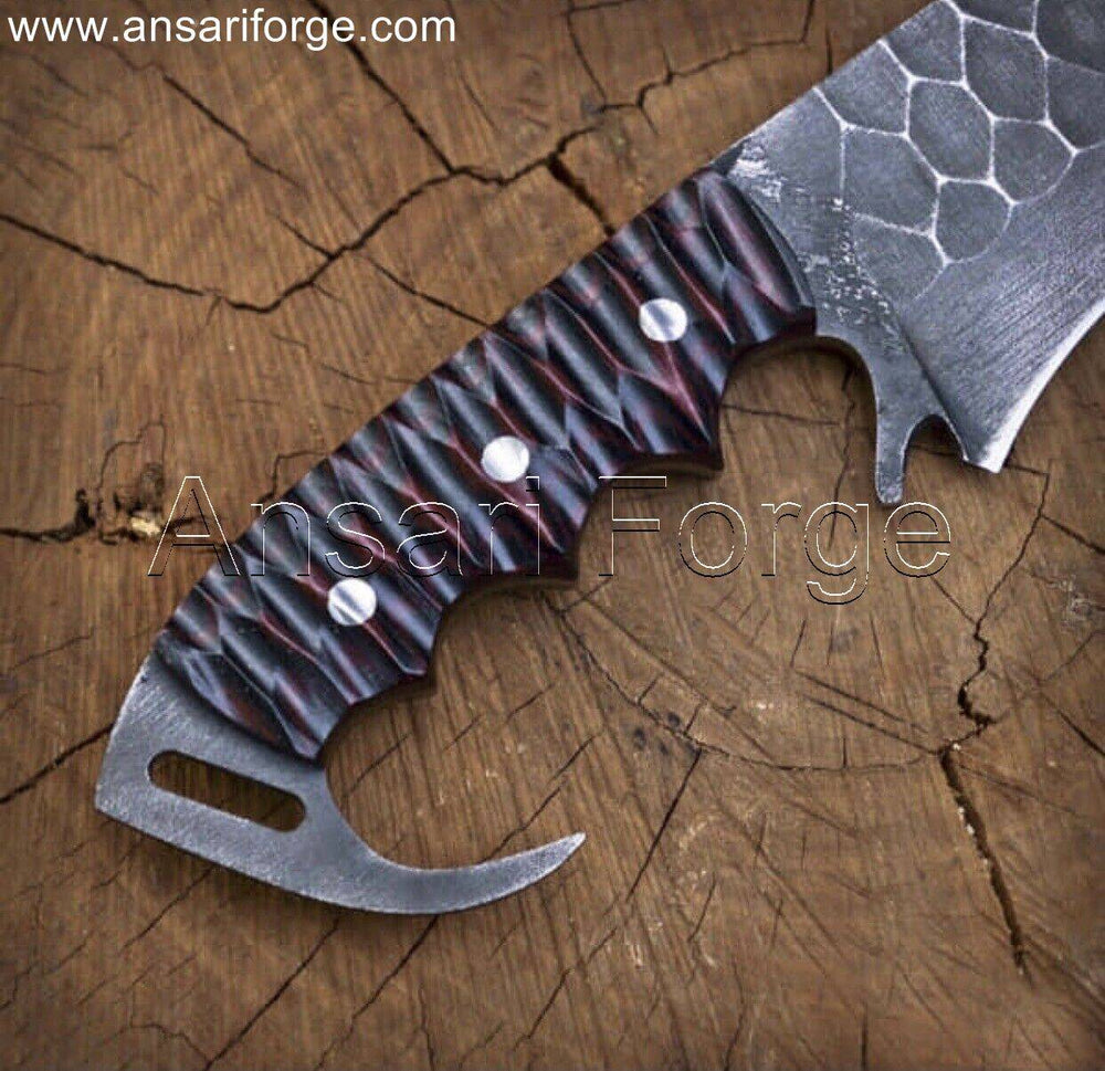 Micarta Handle Tracker Knife: Durable and comfortable for outdoor tasks.