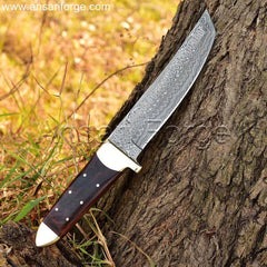 Shoto Japanese Tactical Tanto Knife with Brass Bolsters by Ansari Forge.