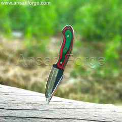 High carbon steel custom cowboy knife with pancake sheath