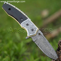 Custom Damascus Pocket Knife - Handcrafted Folding Knife
