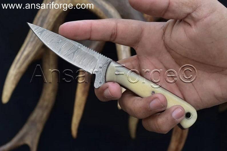7-inch Cowboy Knife with Damascus Steel Blade